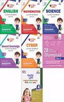 Olympiad Champs Science, Mathematics, English, Logical Reasoning, Cyber & GK Class 4 with 28 Mock Tests (Set of 7 Books)