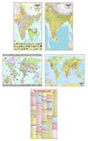 India & World Map ( Both Political & Physical ) & Constitution Chart | Non Laminated Paper Folded Maps | Set Of 5 | Useful For Upsc, Ssc, Ies And Other Competitive Exams