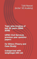 Topic wise breakup of last 25 years (1994-2019) UPSC Civil Services previous year question papers for Ethics (Theory and Case Study) (categorized with weightage) (4th ed)