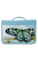 2 Corinthians 5:17 Butterfly Bible Cover for Women, Zippered, with Handle, Canvas, Aqua, Large