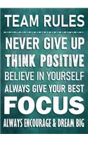 TEAM RULES - Never Give Up - Think Positive - Believe In Yourself - Always Give Your Best - Focus