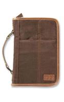 Aviator Bible Cover for Men, Zippered, with Handle, Suede, Brown, Extra Large