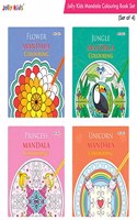 Jolly Kids Mandala Colouring Books Set| Set of 4| Adults Colouring Book: Stress Relieving Designs Flower, Jungle, Princess & Unicorn Colouring Books for Adult