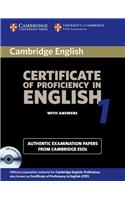 Cambridge Certificate of Proficiency in English 1 with Answers: Examination Papers from the University of Cambridge Local Examinations Syndicate [With