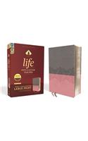 Niv, Life Application Study Bible, Third Edition, Large Print, Leathersoft, Gray/Pink, Red Letter Edition