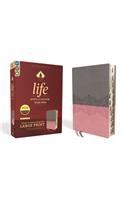 Niv, Life Application Study Bible, Third Edition, Large Print, Leathersoft, Gray/Pink, Indexed, Red Letter Edition