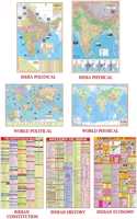 India & World Map ( Both Political & Physical ) With Constitution Of India Chart , History & Economy Of India Chart | Set Of 7 | Use For Preparation Of Upsc, Uppsc, Ssc, Ies, Rrb , Etc Exams